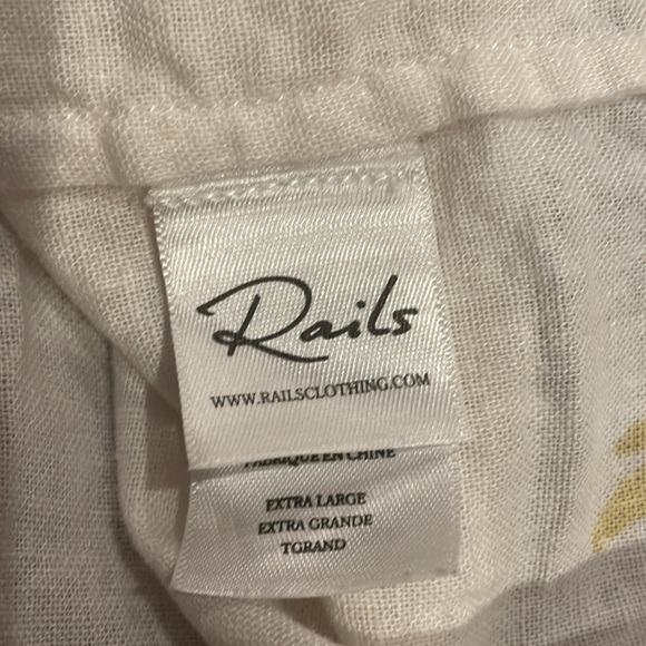 Rails Thea Banana Bunch Linen Rayon Button Tie Knot Top Shirt Size XL - Picture 13 of 14